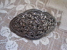 Load image into Gallery viewer, Antique Edwardian Art Nouveau Sterling Silver Hair Clip Barrette Repousse Floral Pattern