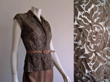 Load image into Gallery viewer, 1940s Brown Illusion Lace Blouse L'Aiglon