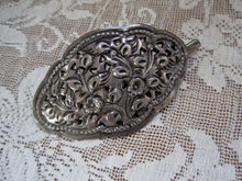 Load image into Gallery viewer, Antique Edwardian Art Nouveau Sterling Silver Hair Clip Barrette Repousse Floral Pattern