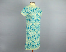 Load image into Gallery viewer, 1960s Mini Dress Laura Aponte Mod Geometric Knit Blue Wool