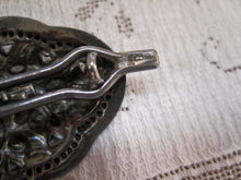 Load image into Gallery viewer, Antique Edwardian Art Nouveau Sterling Silver Hair Clip Barrette Repousse Floral Pattern