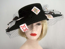 Load image into Gallery viewer, Stunning Custom Made Suzanne Millinery / 1980s Monte Carlo Black Wool Cartwheel Hat / Suzanne New York / 20"