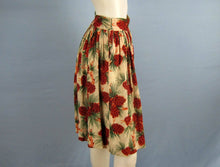 Load image into Gallery viewer, 1940s Cabin Skirt Pine Cone Barkcloth Holiday Party Skirt