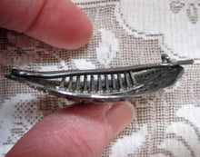 Load image into Gallery viewer, Antique Edwardian Art Nouveau Sterling Silver Hair Clip Barrette Repousse Floral Pattern