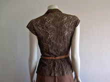 Load image into Gallery viewer, 1940s Brown Illusion Lace Blouse L'Aiglon