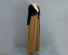 Load image into Gallery viewer, 1960s Black Polka Dot Velvet Gown Velvet Burnout Arnold Scaasi Couture