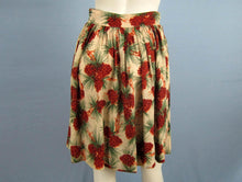 Load image into Gallery viewer, 1940s Cabin Skirt Pine Cone Barkcloth Holiday Party Skirt