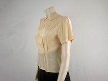 Load image into Gallery viewer, 40s Style Beige Silk Blouse Westminster Lace Hong Kong