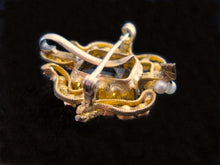 Load image into Gallery viewer, Antique Victorian Edwardian Topaz Seed Pearl Pendant Brooch