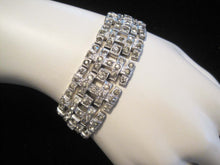 Load image into Gallery viewer, Antique 1920s Art Deco Rhinestone Bracelet Wide Link Chatons Rhodium Plating