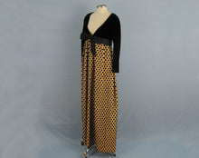 Load image into Gallery viewer, 1960s Black Polka Dot Velvet Gown Velvet Burnout Arnold Scaasi Couture