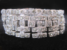 Load image into Gallery viewer, Antique 1920s Art Deco Rhinestone Bracelet Wide Link Chatons Rhodium Plating