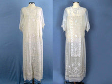 Load image into Gallery viewer, 1920s Embroidered White Silk Net Lace Wedding Dress