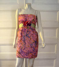 Load image into Gallery viewer, 1960s Strappy Mini Dress Pink Purple Silk Party Dress Sam Friedlander