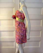 Load image into Gallery viewer, 1960s Strappy Mini Dress Pink Purple Silk Party Dress Sam Friedlander