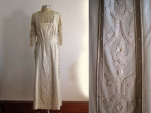 Load image into Gallery viewer, Edwardian Embroidered Wool Tea Gown Dress Irish Lace c1910