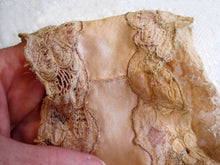 Load image into Gallery viewer, 1920s Flapper Lingerie Peach Satin Silk Tap Pants Alencon Lace