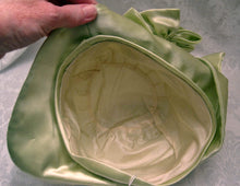 Load image into Gallery viewer, 1920s Green Silk Cloche Hat Pastel Green DEADSTOCK Cloche 21"