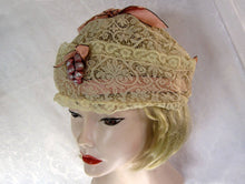 Load image into Gallery viewer, 1920s Lace Boudoir Cloche Cap