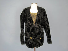 Load image into Gallery viewer, Antique Victorian Bodice Jacket Metal Lace Black Voided Velvet 1880s