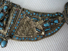 Load image into Gallery viewer, 1930s Tibetan Buddhist Ceremonial Collar Necklace Brass Turquoise Glass