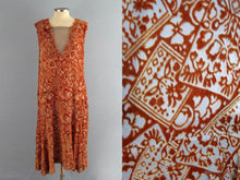Load image into Gallery viewer, 1920s Silk Flapper Dress Orange Burnout Velvet Egyptian Revival