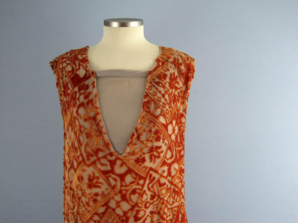 flapper dress orange 1920s Style Orange Flapper Dress