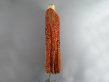 Load image into Gallery viewer, 1920s Silk Flapper Dress Orange Burnout Velvet Egyptian Revival