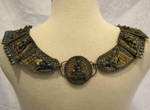 Load image into Gallery viewer, 1930s Tibetan Buddhist Ceremonial Collar Necklace Brass Turquoise Glass