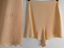 Load image into Gallery viewer, 1920s Peach Silk Crepe Tap Pants Tatted Lace Silk Panties Flapper Lingerie