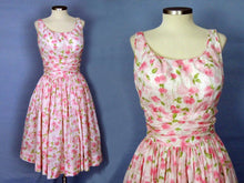Load image into Gallery viewer, 1950s Jerry Gilden Pink Roses Bombshell Swing Dress