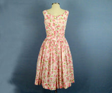 Load image into Gallery viewer, 1950s Jerry Gilden Pink Roses Bombshell Swing Dress