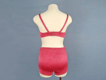Load image into Gallery viewer, 1940s Bikini Bathing Suit Raspberry Pink Satin Sea Goddess Original Swimsuit