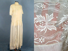 Load image into Gallery viewer, 1920s Flapper Wedding Dress Creamy White Embroidered Cotton Organdy Gown