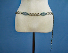Load image into Gallery viewer, 1920s Flapper Chain Link Belt Green Celluloid Filigree Metal