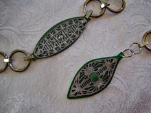 Load image into Gallery viewer, 1920s Flapper Belt Green Celluloid Metal Chain Link