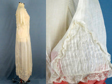 Load image into Gallery viewer, 1920s Flapper Wedding Dress Creamy White Embroidered Cotton Organdy Gown