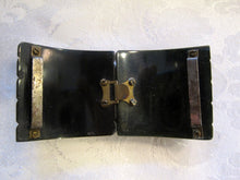 Load image into Gallery viewer, 1930s Art Deco Belt Buckle Cape Clasp Dark Green Marbled Bakelite