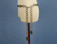 Load image into Gallery viewer, 1920s Flapper Chain Link Belt Green Celluloid Filigree Metal
