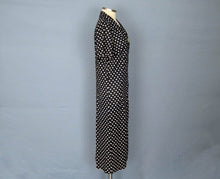 Load image into Gallery viewer, 1960s Shift Dress Navy Blue White Polka Dot
