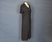 Load image into Gallery viewer, 1960s Shift Dress Navy Blue White Polka Dot