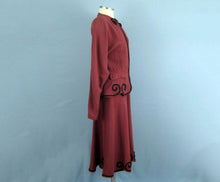 Load image into Gallery viewer, 1940s tailored suit raspberry silk rayon suit nipped waist