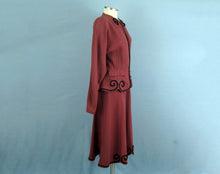 Load image into Gallery viewer, 1940s tailored suit raspberry silk rayon suit nipped waist