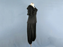 Load image into Gallery viewer, 1900s Victorian Edwardian Swimsuit Black Cotton 2-Piece Bathing Suit