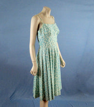 Load image into Gallery viewer, 1950s Strappy Swing Dress Aqua Swirls VLV