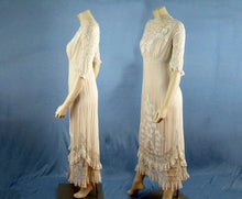 Load image into Gallery viewer, 1910s Edwardian Wedding Gown Openwork Embroidered White Cotton Scalloped