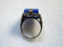 Load image into Gallery viewer, 1920s Sterling Art Deco Ring Blue Chalcedony