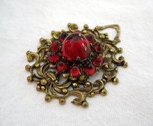 Load image into Gallery viewer, 1920s Art Deco Bohemian Pendant Domed Czech Glass Cabochons