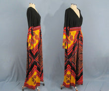 Load image into Gallery viewer, 1960s Paisley Hippie Boho Maxi Dress Vibrant Colors Peck and Peck