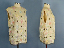 Load image into Gallery viewer, 1950s Heavily Beaded Sequins Cream Wool Sweater Jordan Marsh Young Elegants
